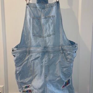 Target Pride Light Blue Denim Overalls with Rainbow Accents